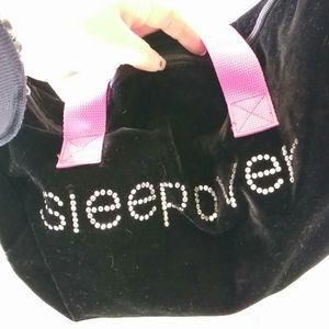 NWOT Black colour velvety sleepover bag
